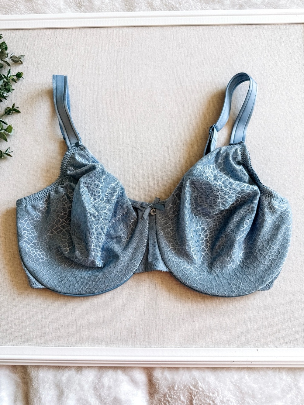Chantelle C Magnifique Lace Underwire Bra Dusty Blue Size 36DDDD 36F